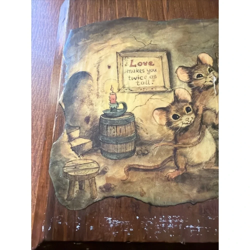 W.M. Otto Wooden Wall Art Mice Vintage 1970's
